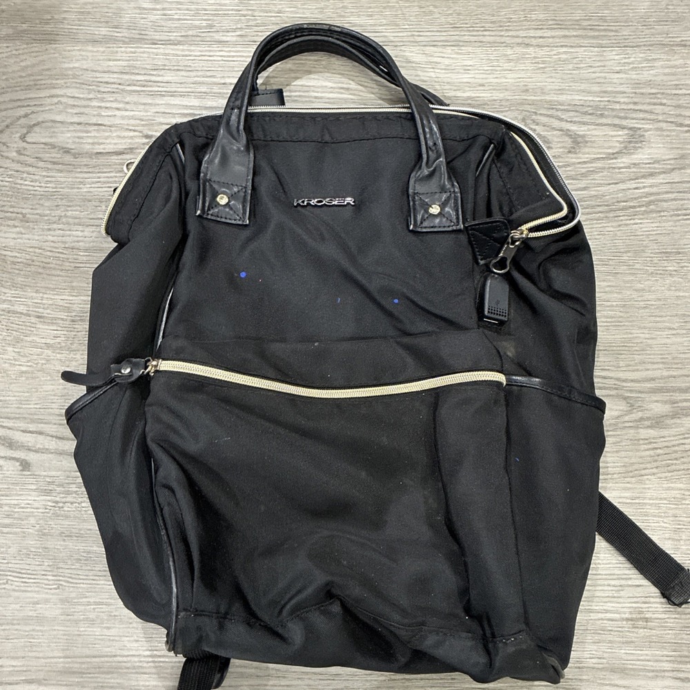 KROSER Black Laptop Backpack USB Charging Port Teal Lining Two Handles
